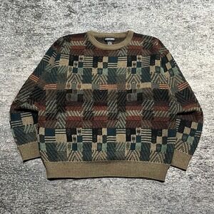 Vintage 90s Janzten Sweater Mens Large Pattern Grandpa Core Cozy Acrylic
